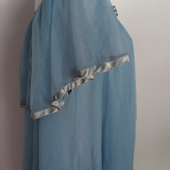 Vintage 1960's Peignoir sheer night gown powder bleue - Picture 5 of 8